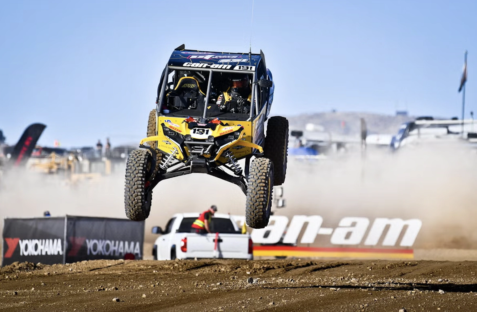 Can-Am Maverick R catching air at King of the Hammers.