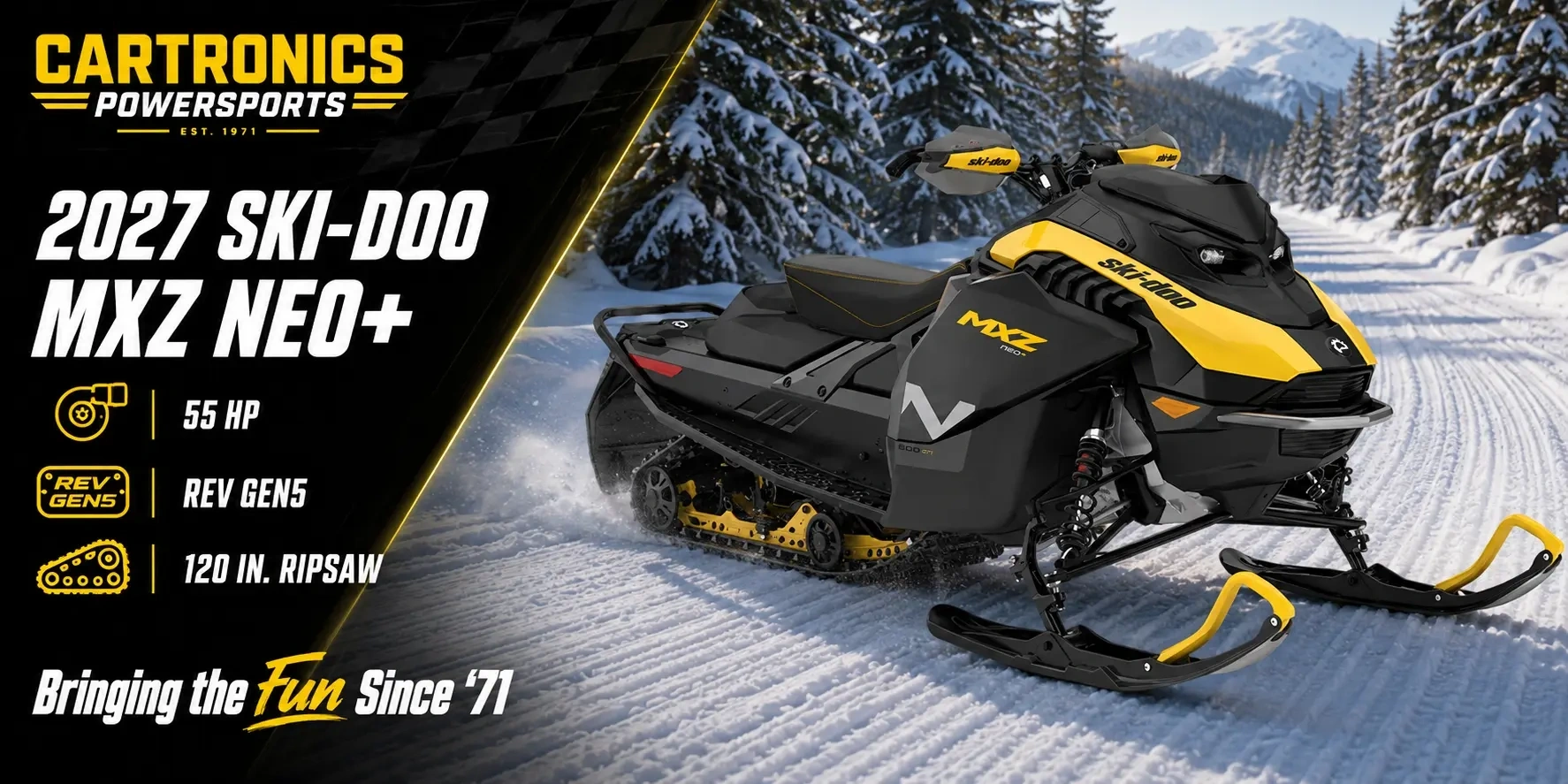 2027 Ski-Doo MXZ Neo+ compact trail snowmobile available at Cartronics Powersports in Kingston, Ontario
