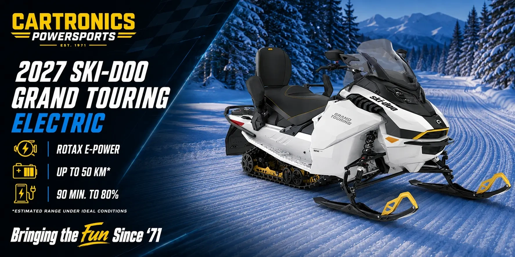 2027 Ski-Doo Grand Touring Electric two-up snowmobile available at Cartronics Powersports in Kingston, Ontario
