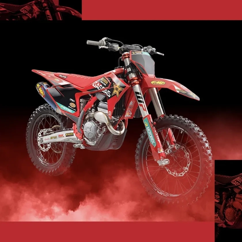 GasGas MC 250F rouge en conduite sur un circuit de motocross.