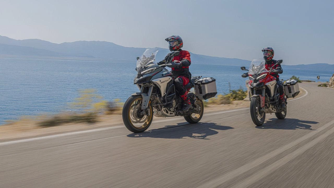 Ducati Multistrada V4 Rally adventure motorcycle in off-road action
