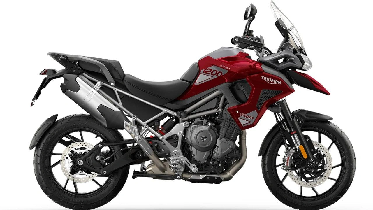 Triumph Tiger 1200 GT Pro adventure bike equipped with side cases