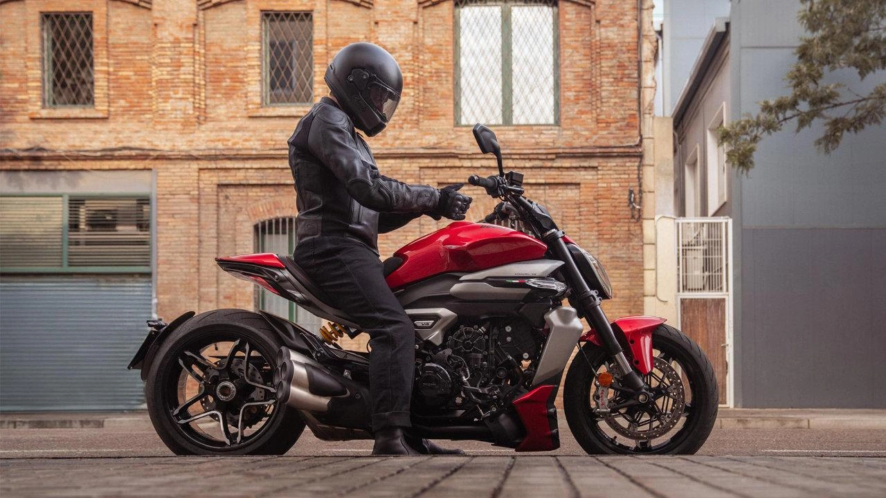 Ducati XDiavel power cruiser motorcycle showing its low-slung profile