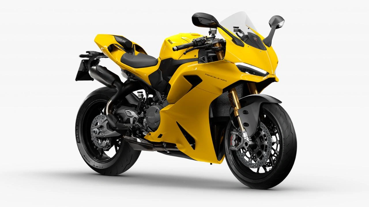 Ducati Panigale V2 S showing front fork and brake details