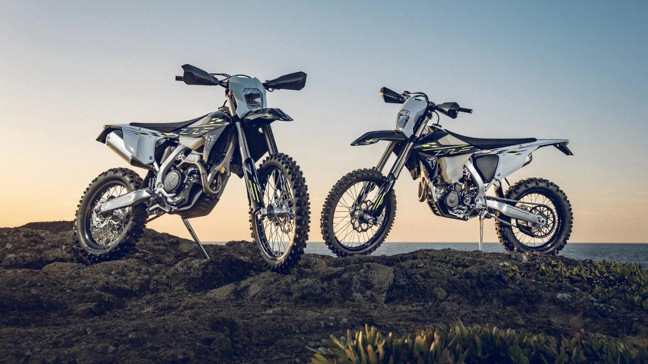 Triumph TF motocross bike in action on a dirt track