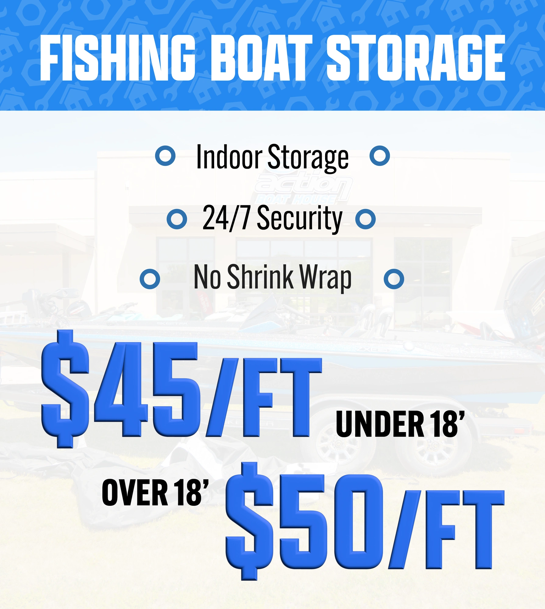 Fishing boat storage special