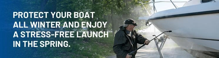 Boat winterization, shrink wrapping and storage