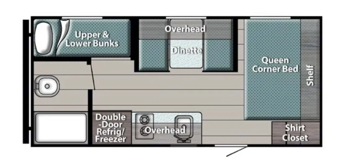 Plan intérieur d'une roulotte Gulfstream Ameri Lite 199DD SILVER