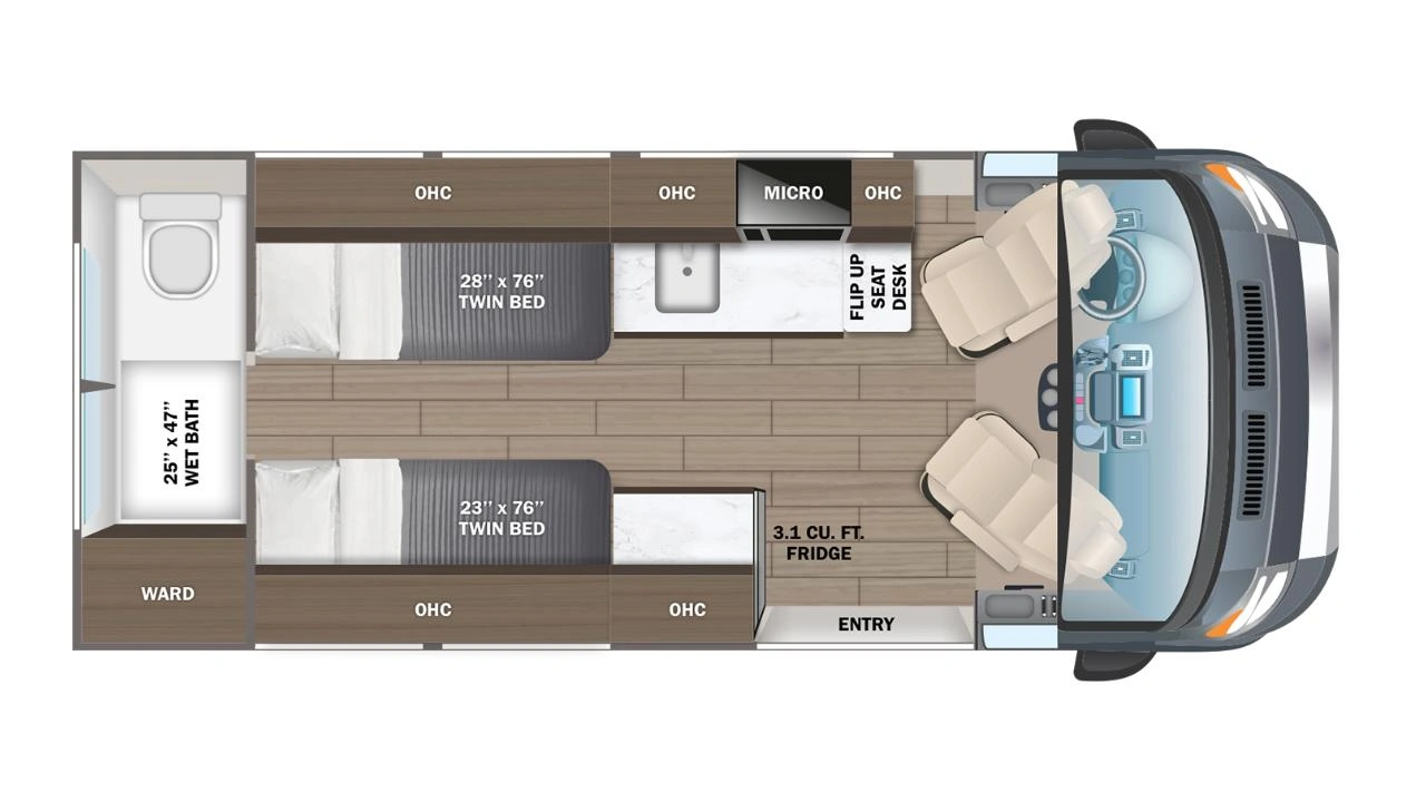 vue de l'interieur d'un Solstice 21T de Jayco