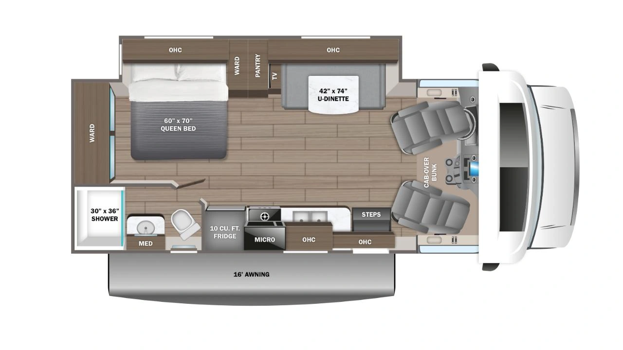 vue de l'intérieur d'un Redhawk 24B de Jayco