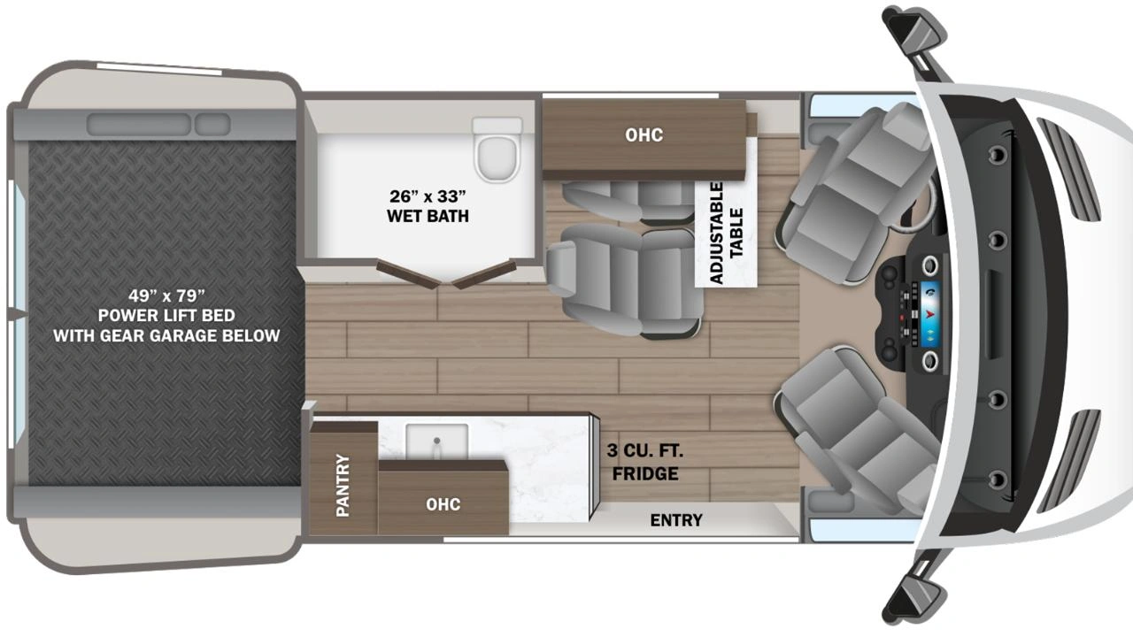 vue de l'intérieur d'un Terrain 19YG de Jayco