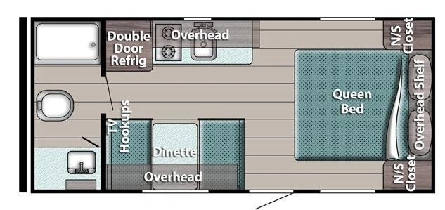 Plan intérieur d'une roulotte Gulfstream Ameri Lite Super 189DD Silver