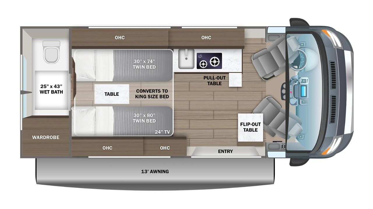 vue de l'intérieur d'un Jayco Swift 20T