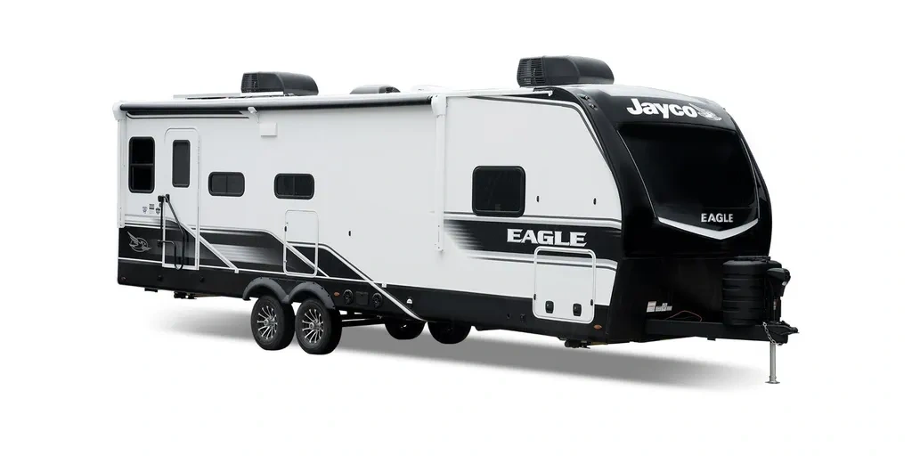 Vue 3/4 latérale de la roulotte Jayco Eagle HT 312BHOK