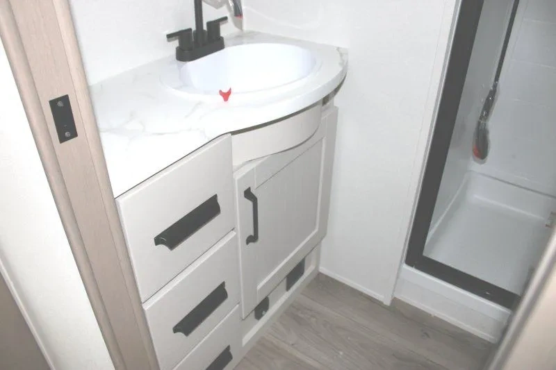 Lavabo et douche de la salle de bain du Reflection 100 Series 22RK.