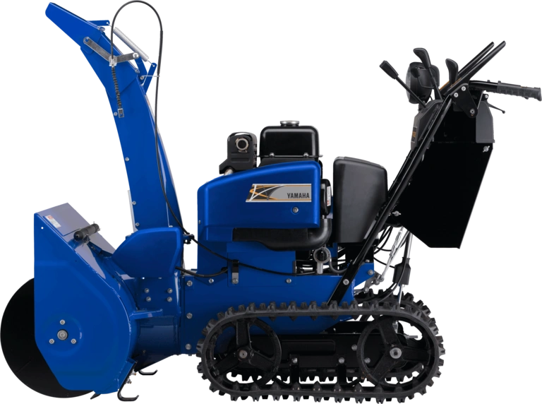 Souffleuse à neige Willbe YT1332 bleue à chenilles, un modèle de grand gabarit pour déneiger les grandes entrées.