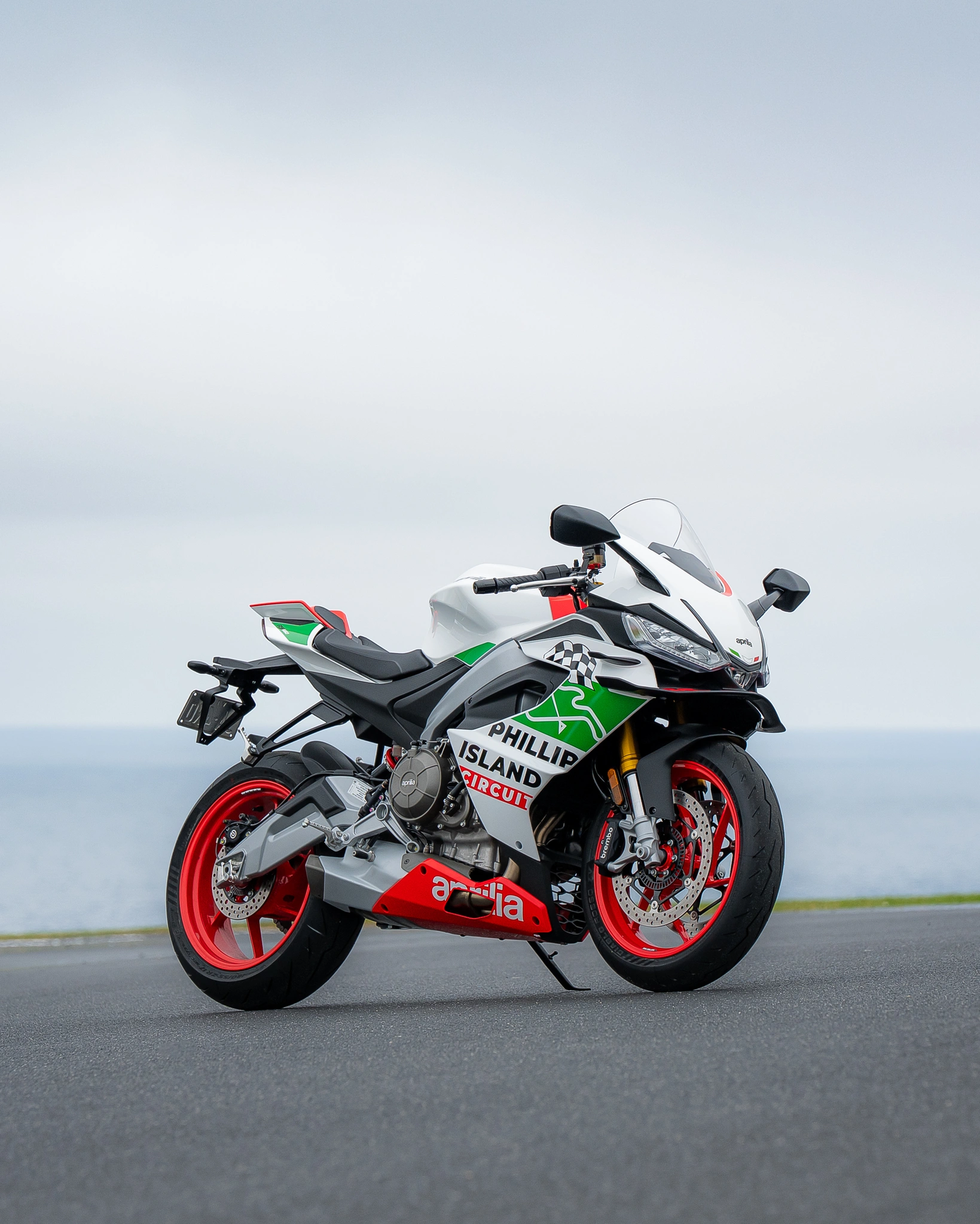 Rear three-quarter view of the 2027 Aprilia RS 660 Phillip Island Tribute showing its tail cowl and special edition bodywork