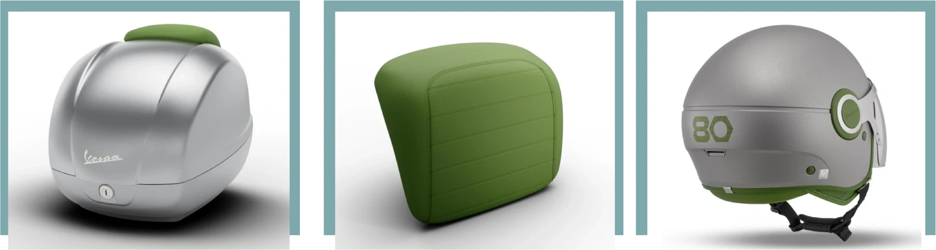 Dedicated Vespa Edizione Ottantesimo top box, backrest and anniversary accessories