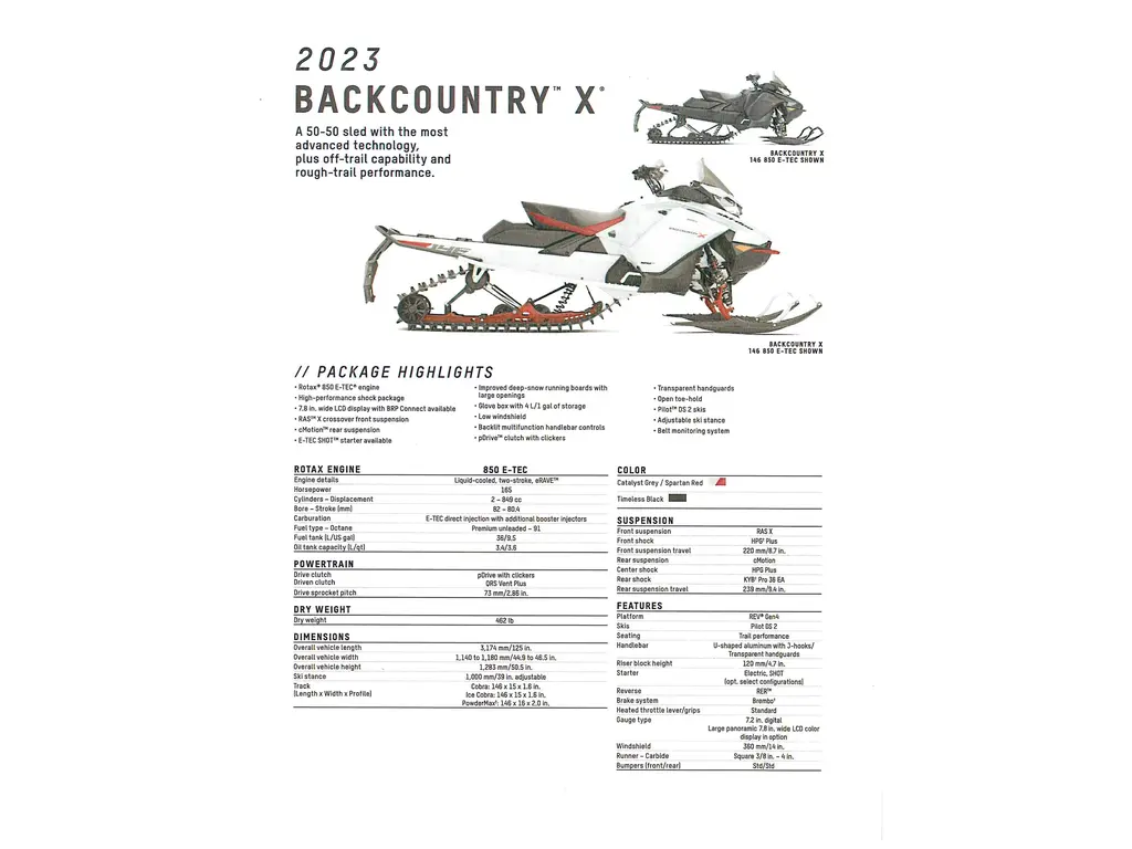 2023 Ski-Doo Backcountry X 850 ETEC Ice Cobra 1.6" E. Start