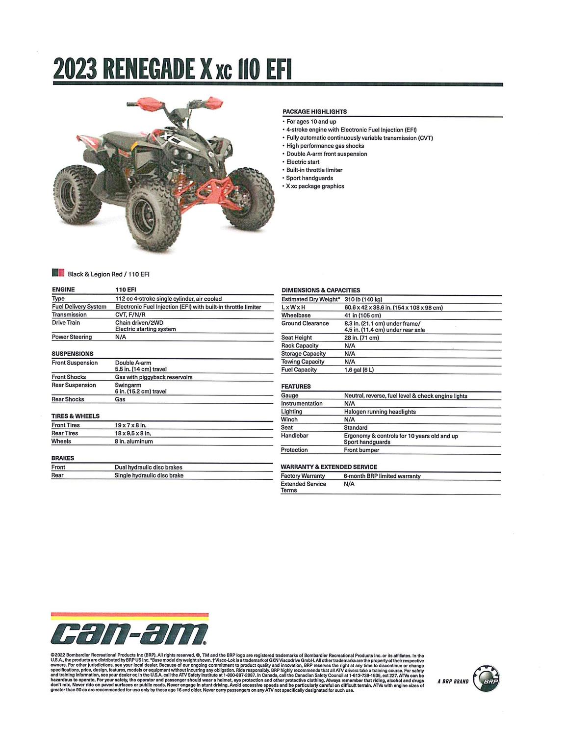 2023 Can-Am RENEGADE XXC 110 EFI