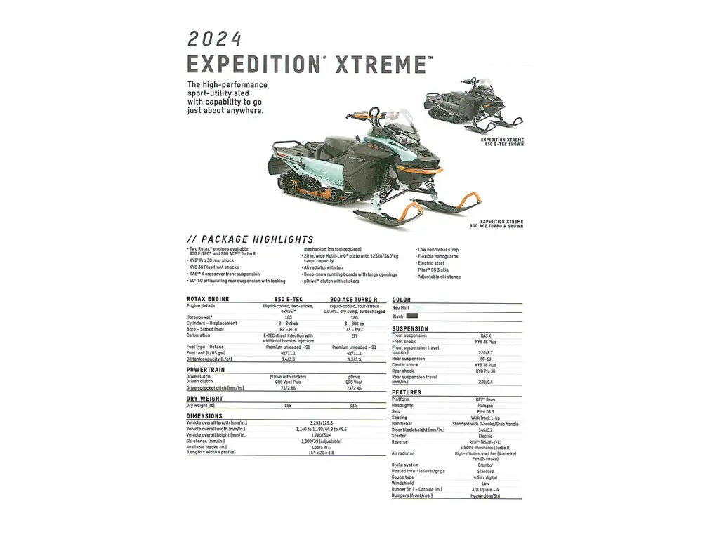 2024 Ski-Doo Expedition Xtreme 20" 850 ETEC