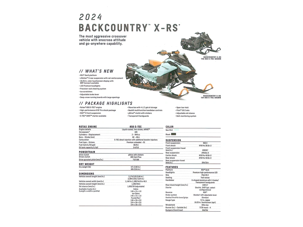 2024 Ski-doo Backcountry Xrs 850 Etec alt