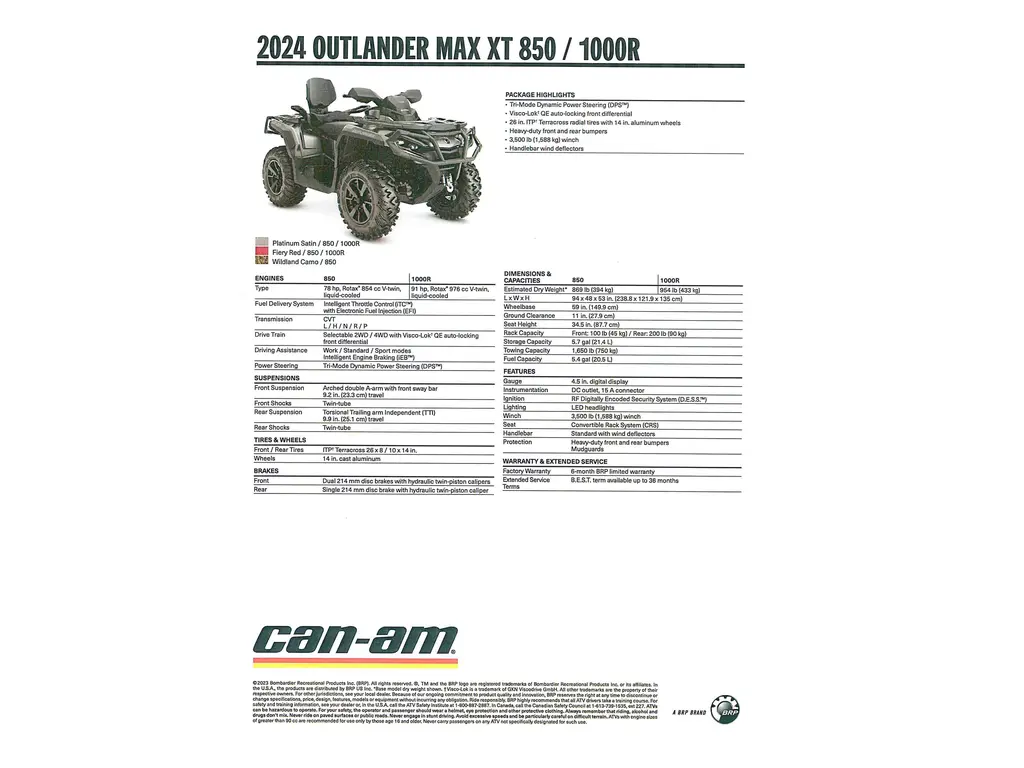 2024 Can-Am OUTLANDER MAX XT 850