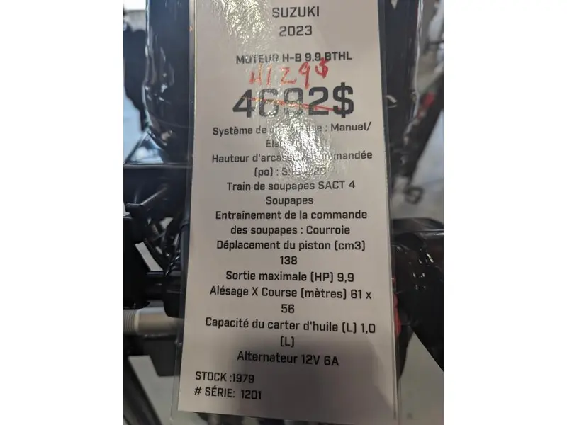 2023 Suzuki MOTEUR H-B DF9.9BTHL