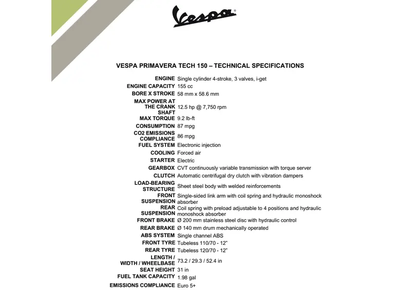 2025 Vespa Primavera 150