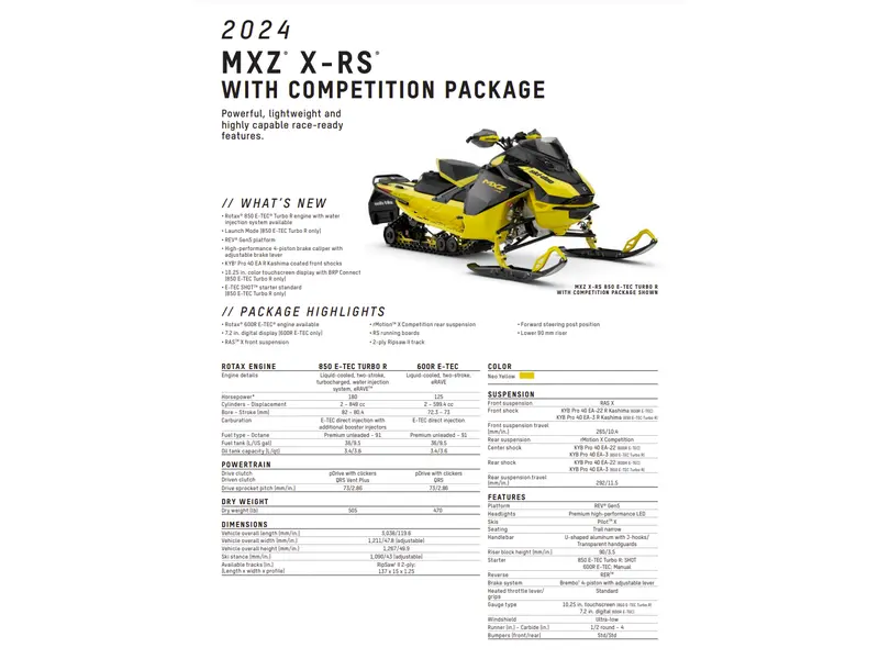 2024 Ski-Doo MXZ COMPETITION 850 TURBO