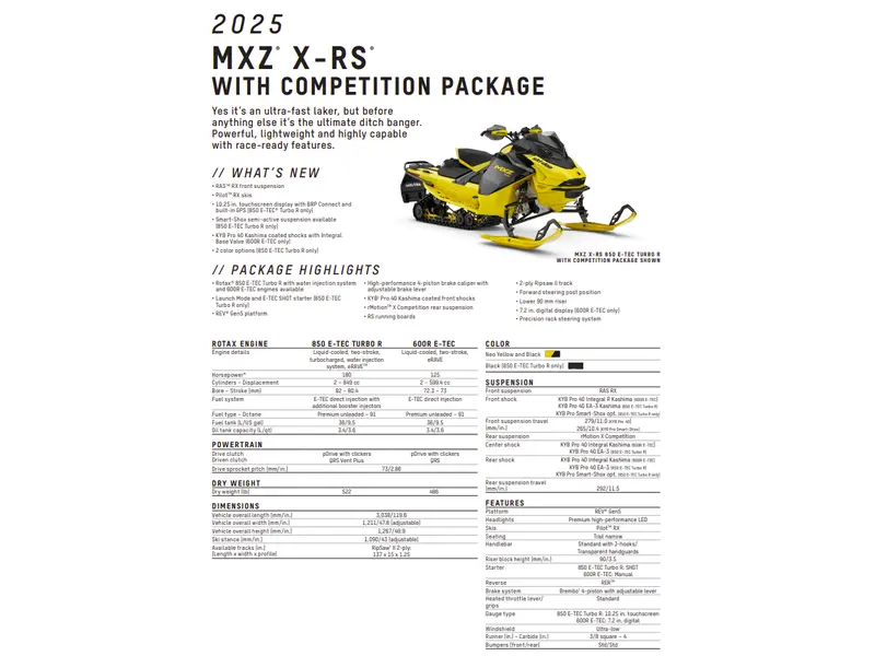 2025 Ski-Doo MZX X-RS w/Comp Pkg 850