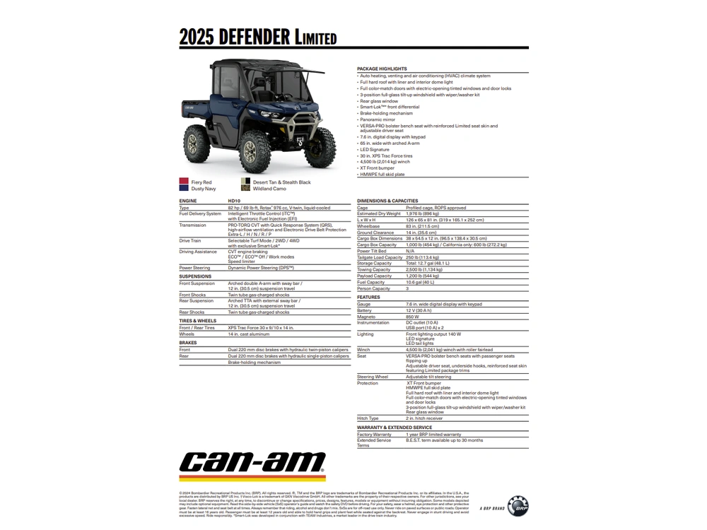 2025 Can-am Defender Limited Cab Hd10 alt