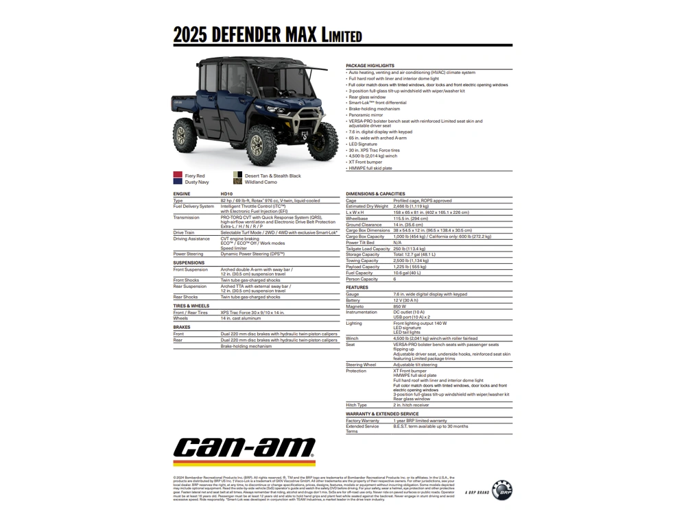 2025 Can-am Defender Limited Max Cab Hd10 alt