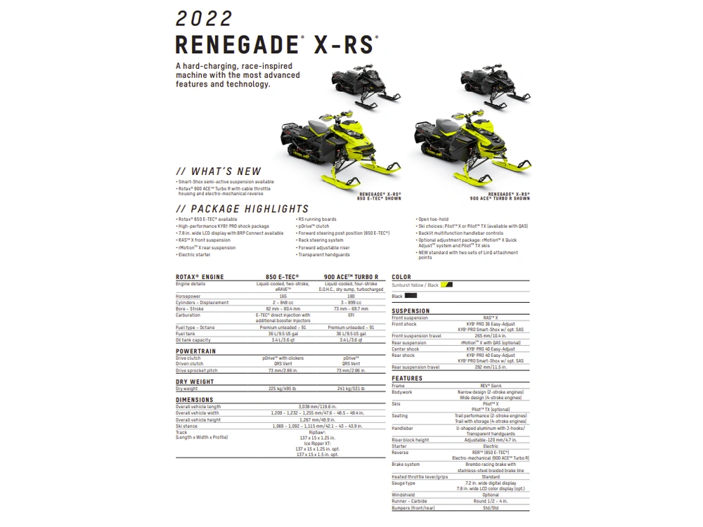 2022 Ski-doo Renegade Xrs 850 E-tec alt