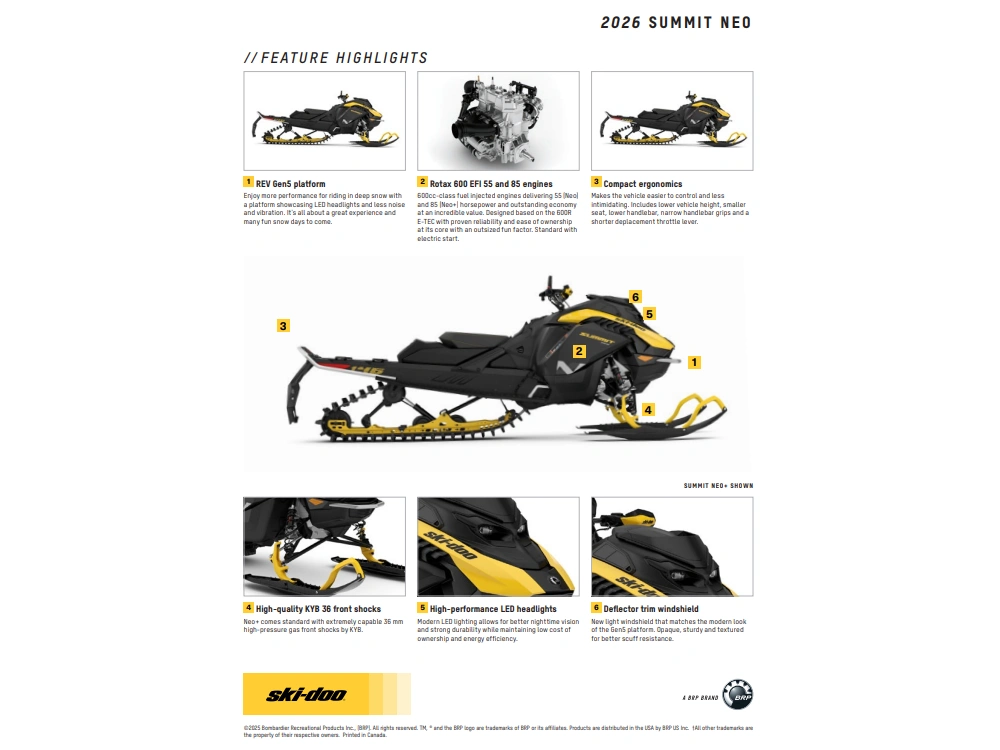 2026 Ski-doo Summit Neo+ 600 Efi Hurricane Flexedge 1.75" E.s. Lac alt