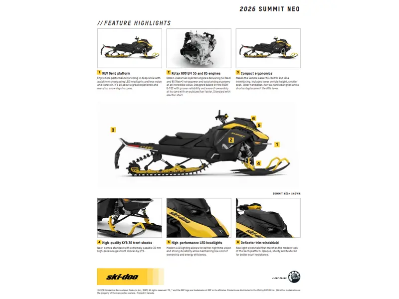 2026 Ski-Doo SUMMIT NEO+ 600 EFI Hurricane FlexEdge 1.75" E.S. LAC