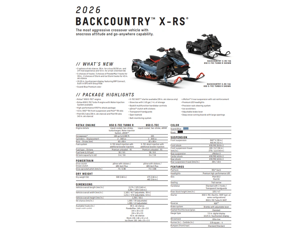 2026 Ski-doo Backcountry 850 R 43" 1.5 Blue alt