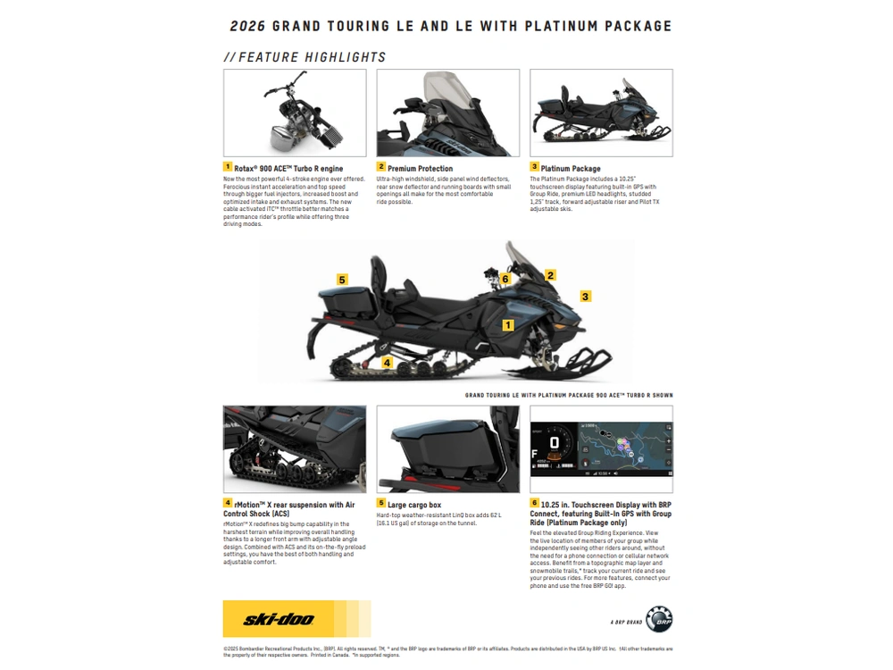 2026 Ski-doo Grand Touring Le 900 Ace Turbo R Silent Track Ii 1.25" E.s. alt
