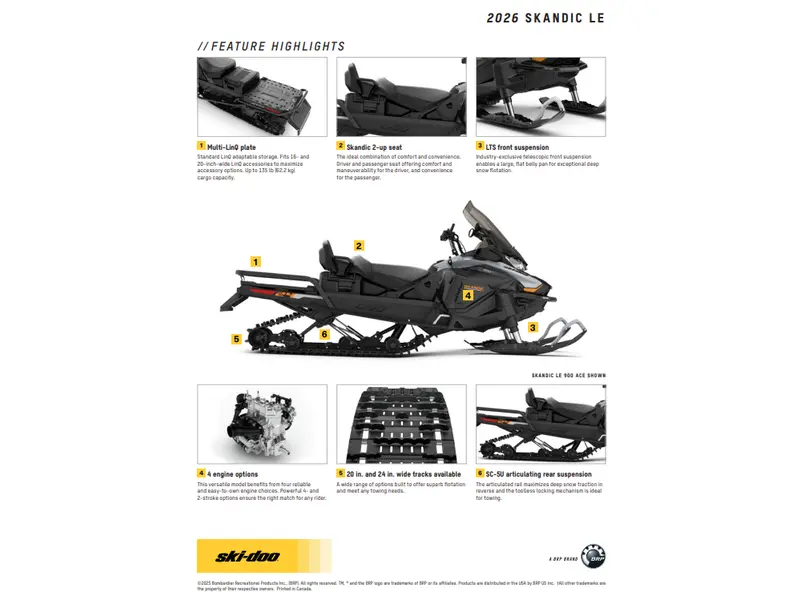 2026 Ski-Doo SKANDIC LE 20" 900 ACE Silent Cobra 1.5" E.S.