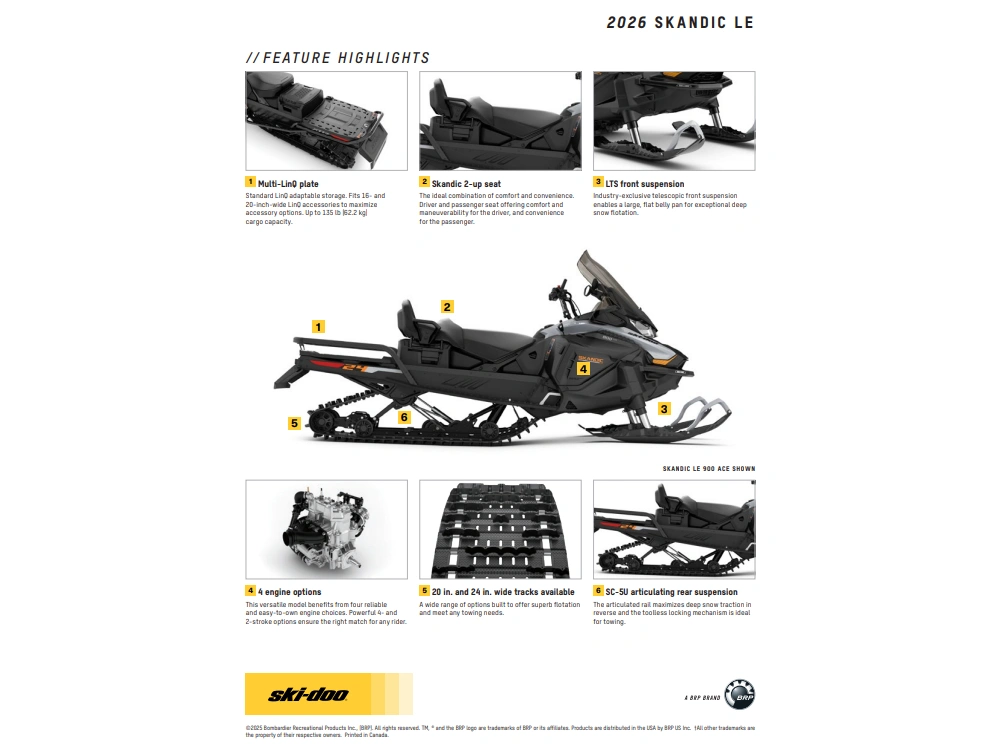 2026 Ski-doo Skandic Le 20" 900 Ace Silent Cobra 1.5" E.s. alt