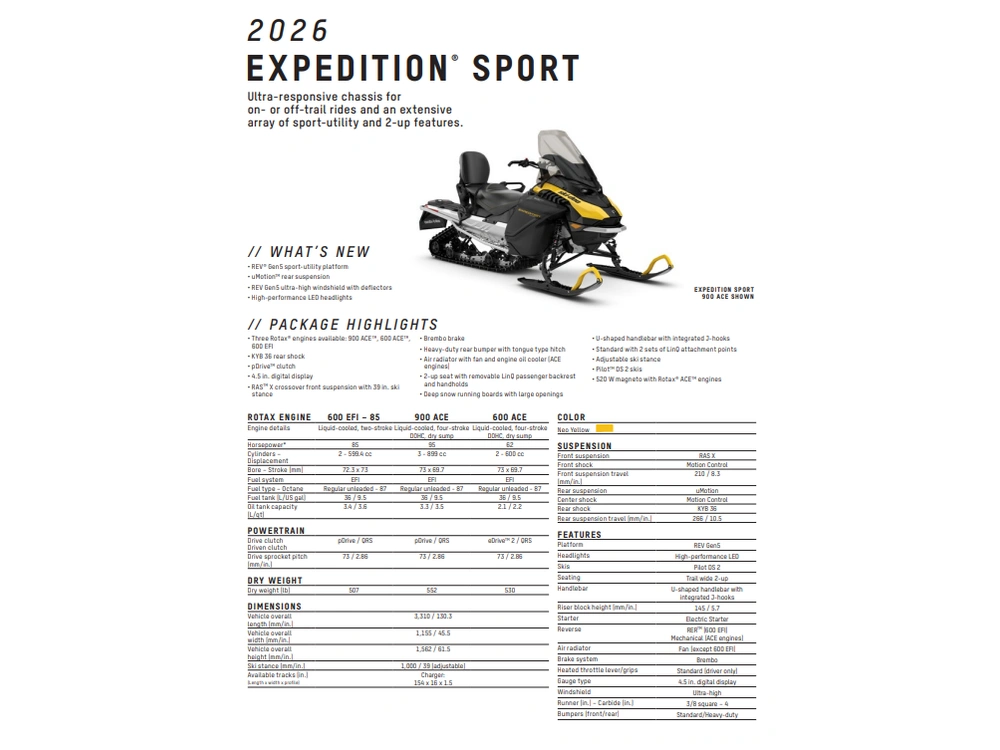 2026 Ski-doo Expedition Sport 900 Ace Charger 1.5" E.s. alt