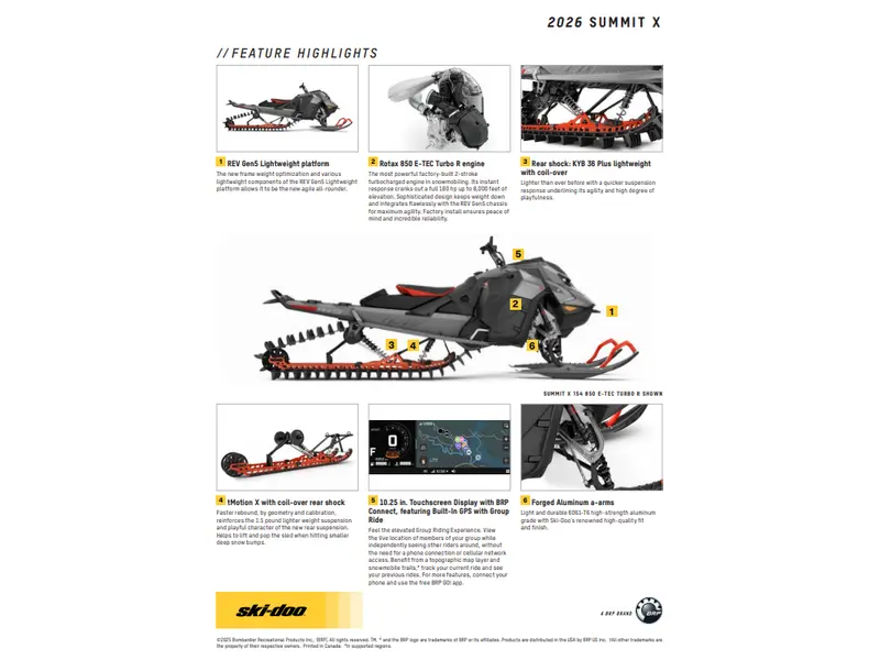 2026 Ski-Doo Summit X 154 850 R 3" Grey