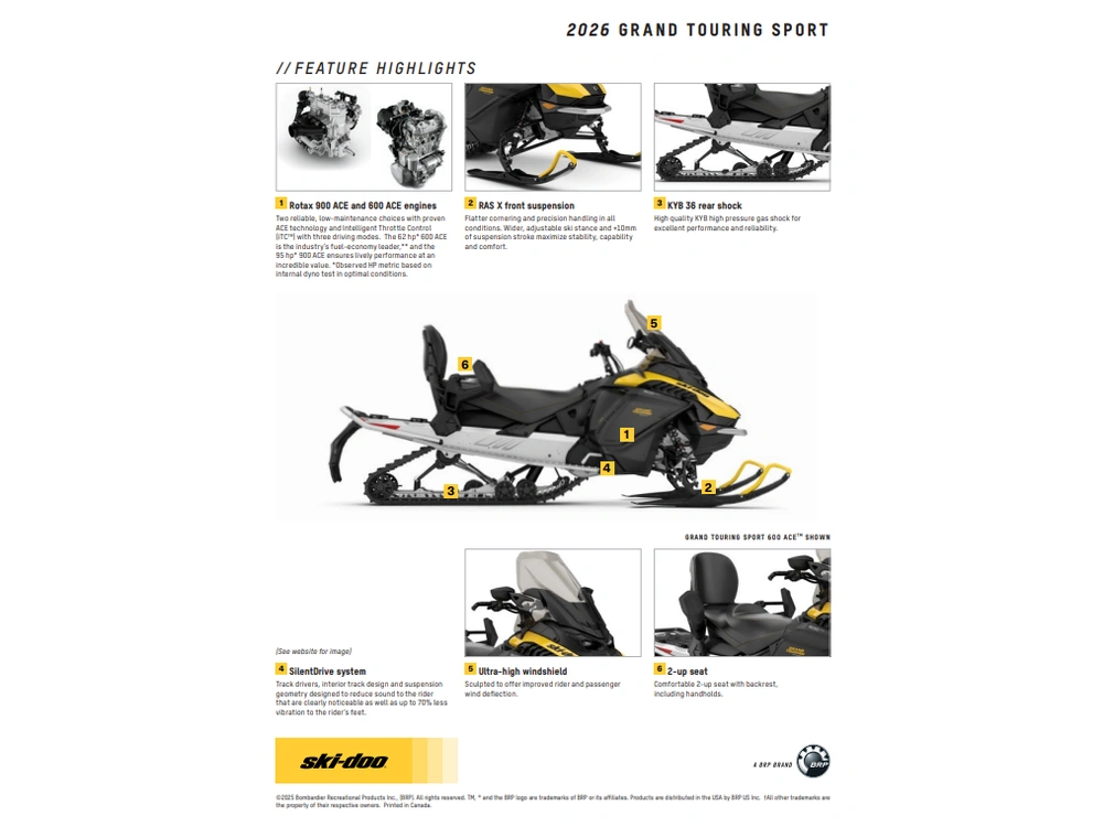 2026 Ski-doo Grand Touring Sport 900 Ace Silent Track Ii 1.25" E.s. alt