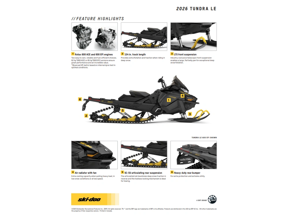 2026 Ski-doo Tundra Le 600efi 1.6" Es Black alt