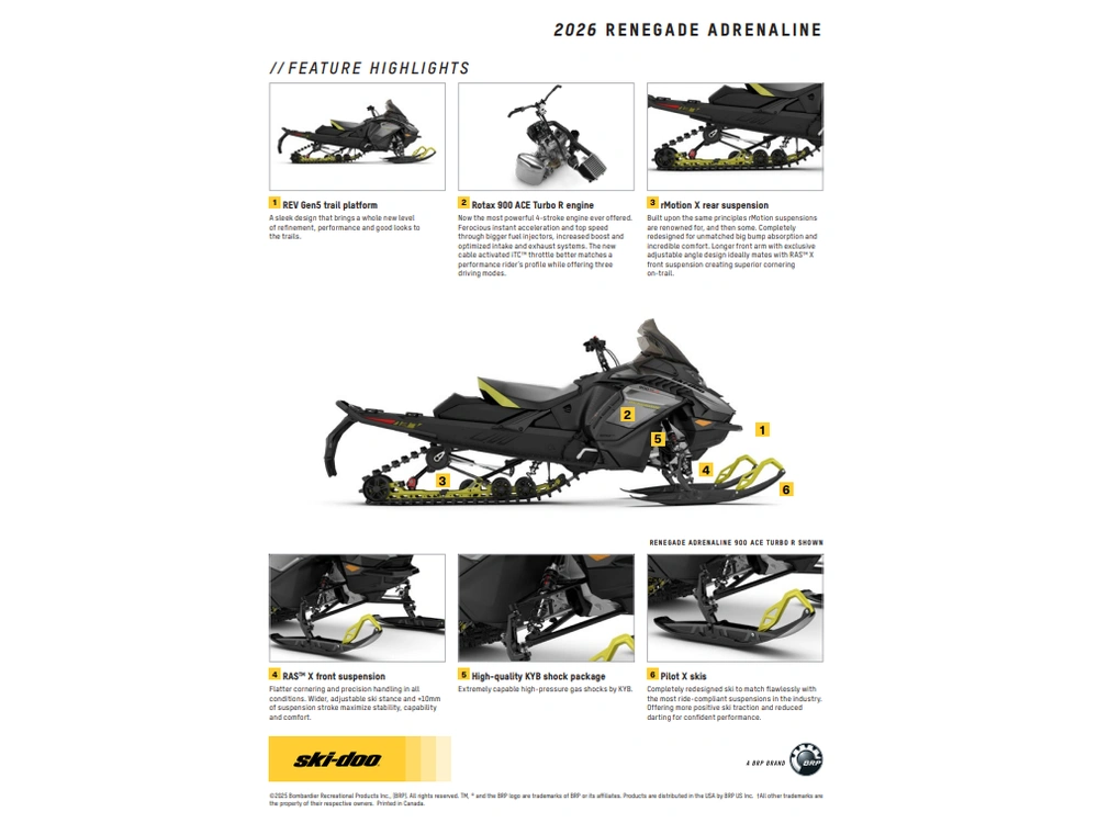 2026 Ski-doo Renegade Adrenaline 900 Ace Ripsaw 1.25" E.s. alt