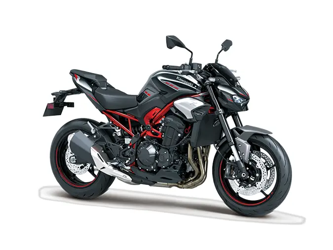 2025 Kawasaki Z900 // Metallic Carbon Gray/Metallic Phantom Silver/Candy Persimmon Red