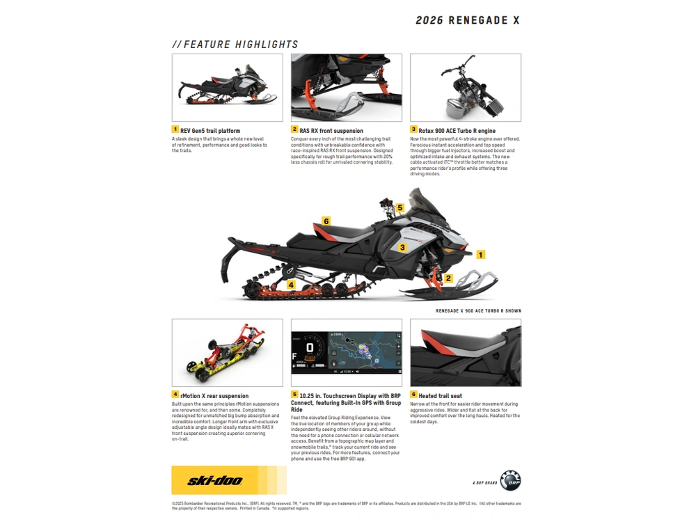 2026 Ski-doo Renegade X 900r 10.25 1.5" Grey alt