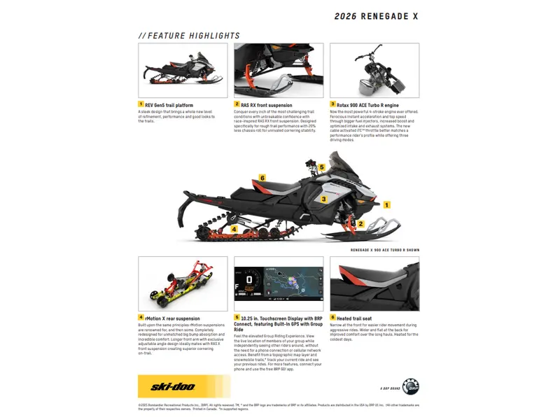 2026 Ski-Doo Renegade X 900R 10.25 1.5" Grey