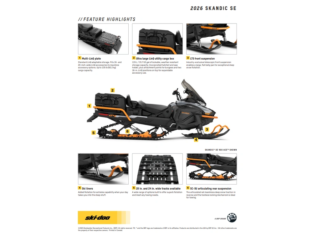 2026 Ski-doo Skandic Se 20" 900 1.8 Black alt