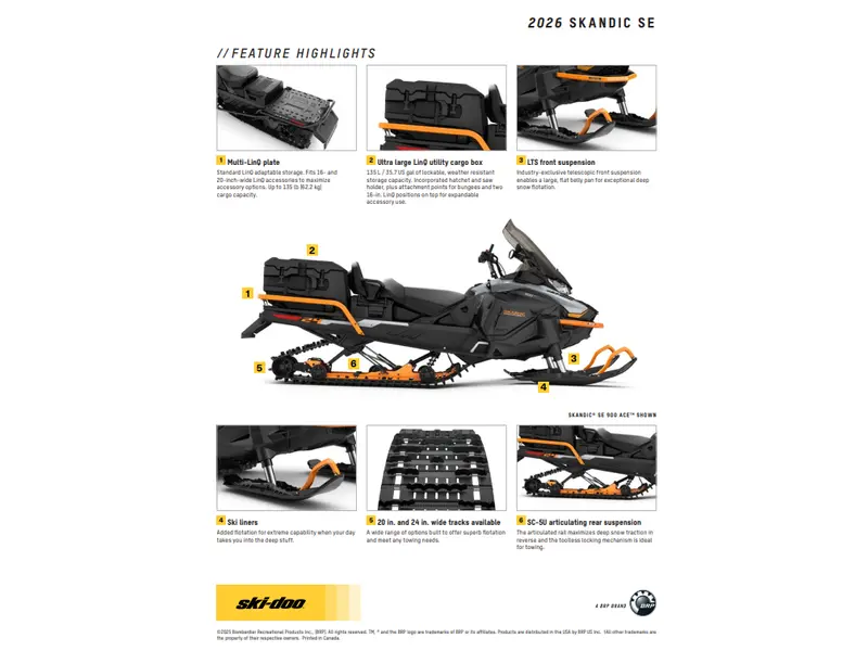 2026 Ski-Doo Skandic SE 20" 900 1.8 Black